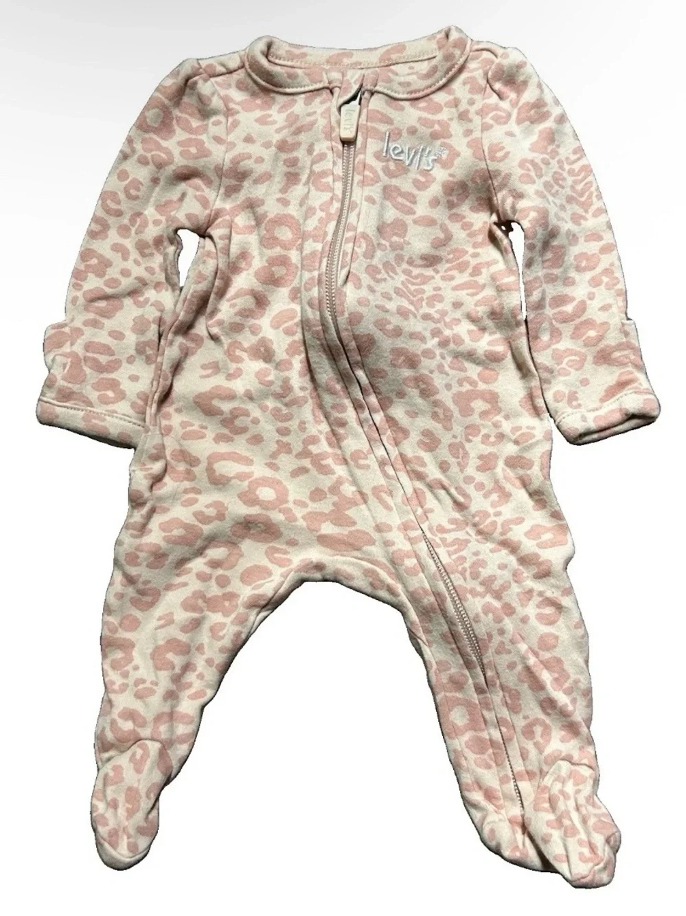 Baby Girl Footie Pajamas Fold Over Mittens 2 Way Zipper Size Newborn